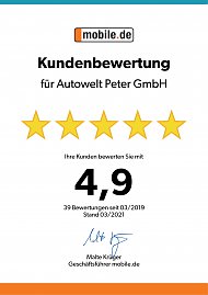 Urkunde mobile.de f&uuml;r die Autowelt Peter GmbH